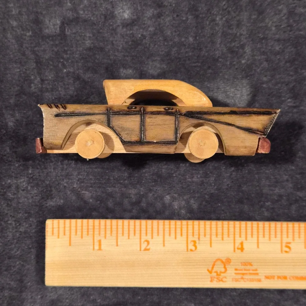 Handmade Wooden Cuba Classic Car Model Vintage Havana Souvenir Folk Art 4 Inch